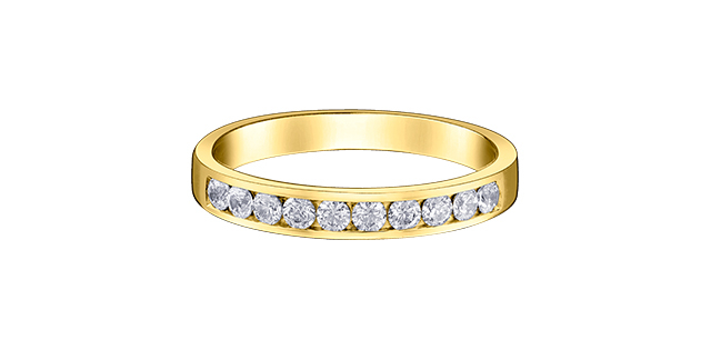 Jonc semi-éternité or jaune 14 carats, 33 points de diamant total - DX552Y33 - Corona