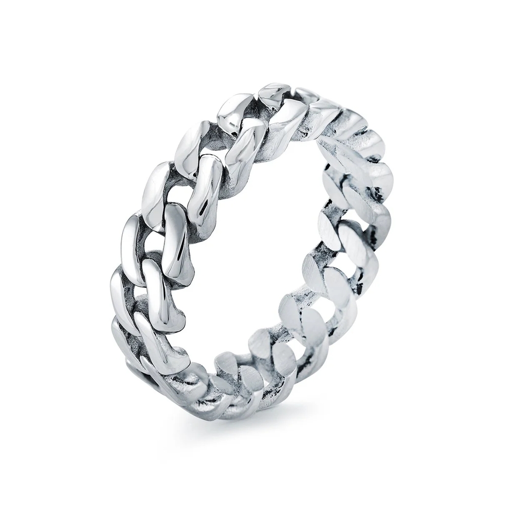 Bague gourmette, acier inoxydable