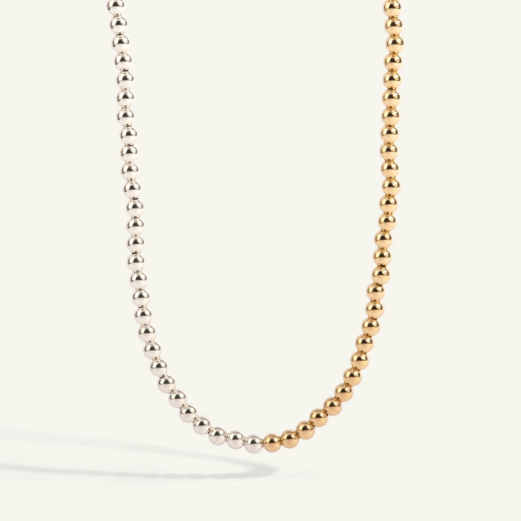 Collier métal doublé d'or 14 carats, argent, 4 millimètres