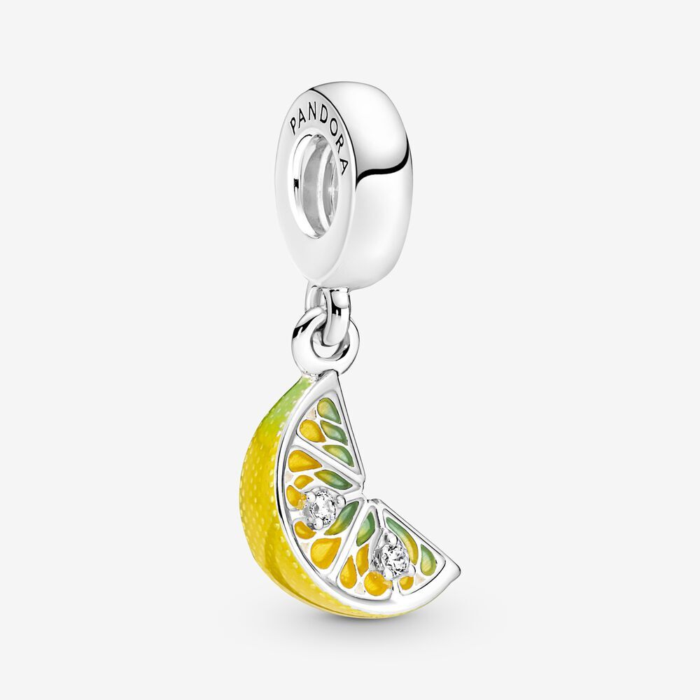 Bille tranche de citron scintillant, argent, émaux mixtes et zircons incolores - 791696C01 - Pandora