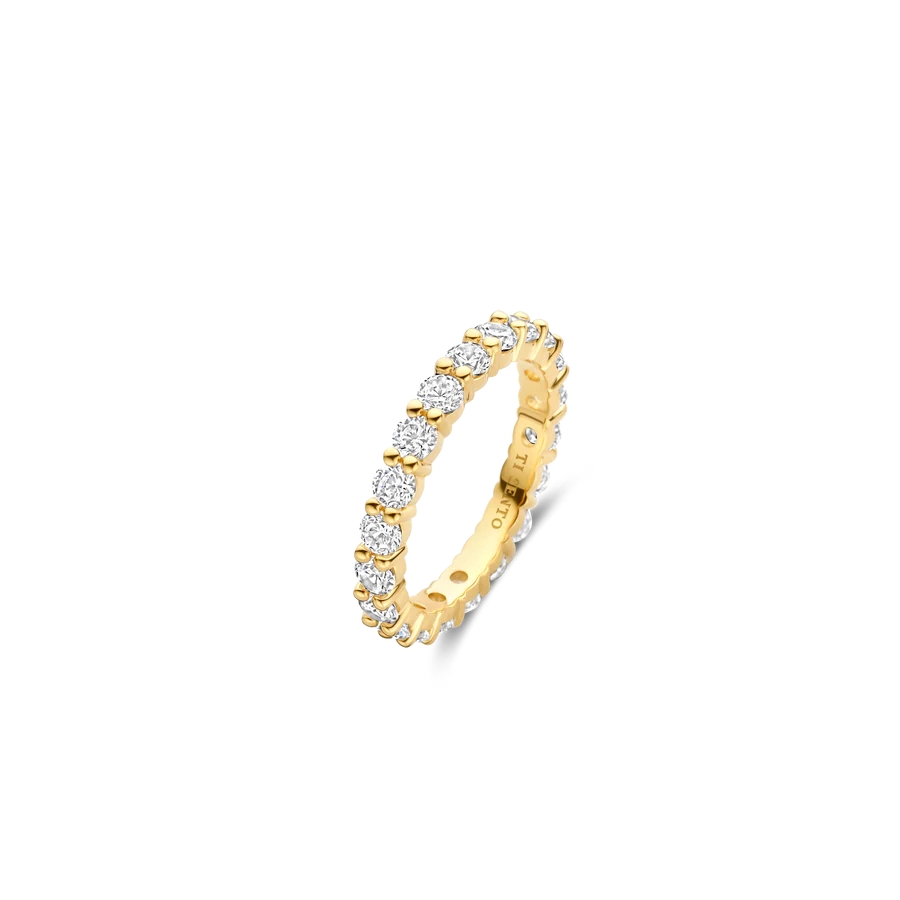 Jonc éternité, argent doré, zircons incolores - 12372ZY-54 - Ti Sento
