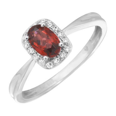 Bague or blanc, grenat 66 pts, 8 pts dia tot Bague or blanc, grenat 66 pts, 8 pts dia tot