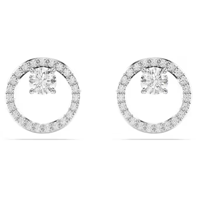 Boucles d'oreilles fixes métal rhodié, cristaux blancs - 5692262 - Swarovski