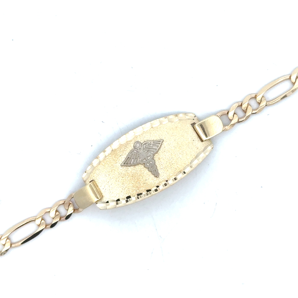 Bracelet médical figaro, or jaune 10 carats