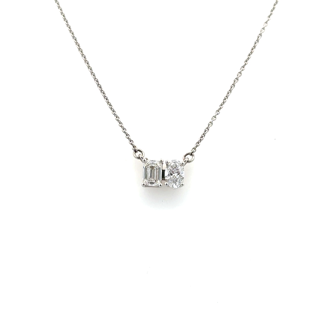 Collier or blanc 14 carats, 100 points de diamant de laboratoire total - LPR-3025 - Exclusivités