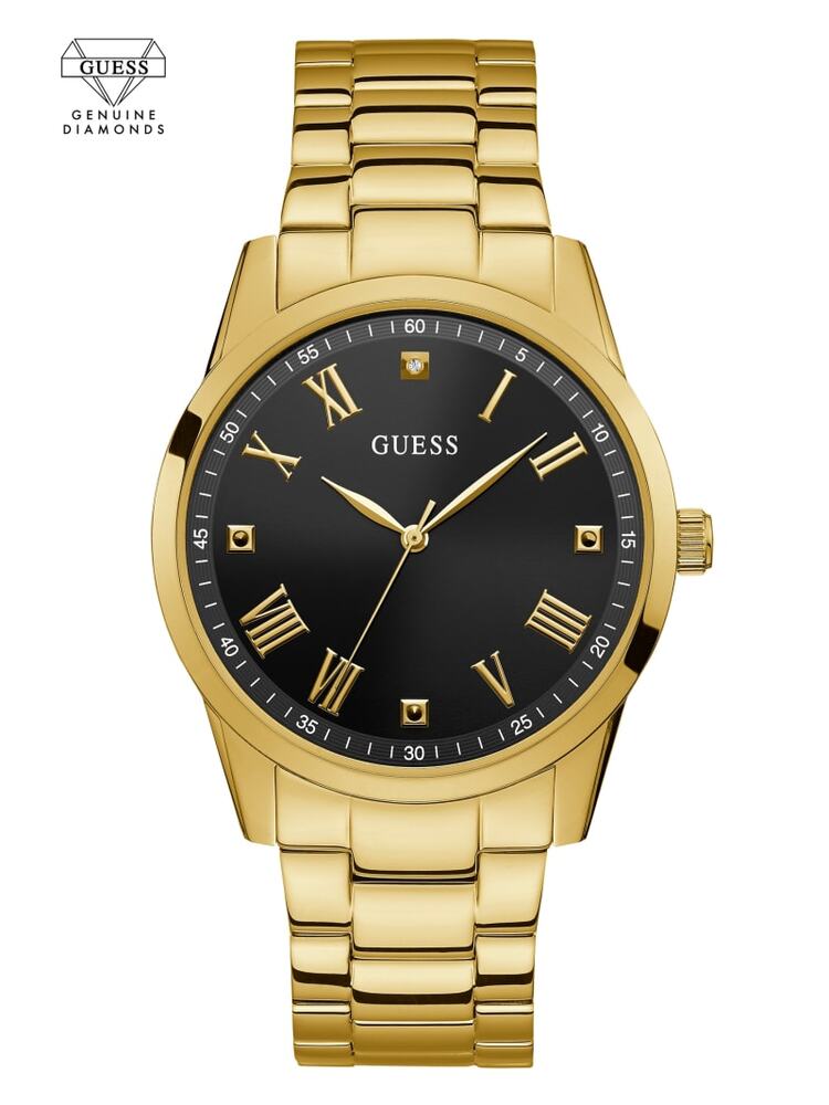 Montre acier inoxydable doré, fond noir, diamant - U1194G3 - Guess