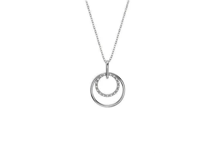 Pendentif cercles, or blanc 10 carats, 5 points de diamant total - 09-0410SE2 - Rnb