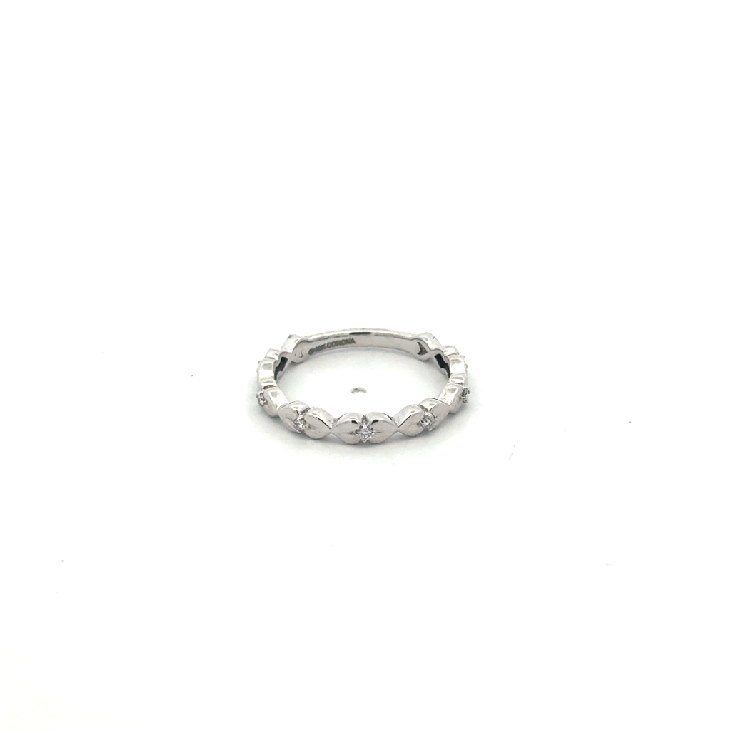 Jonc or blanc 10 carats, 7 points de diamant total