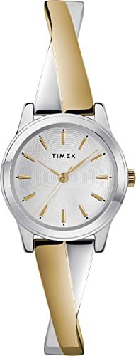 Montre extensible, métal 2 tons (blanc et jaune), fond blanc - TW2R986009J - Timex