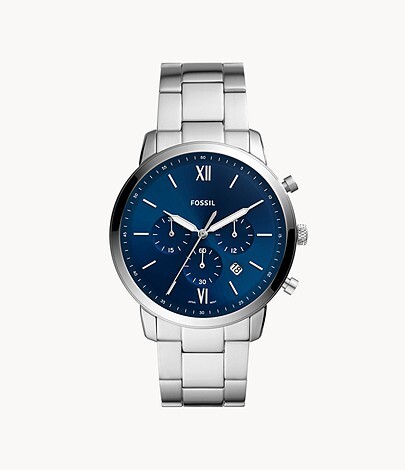 Montre Fossil acier inoxydable, cadran bleu