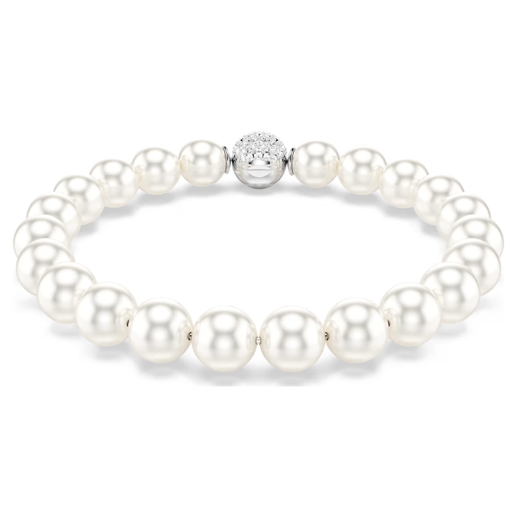 Bracelet Matrix, métal rhodié, perles, cristaux incolores