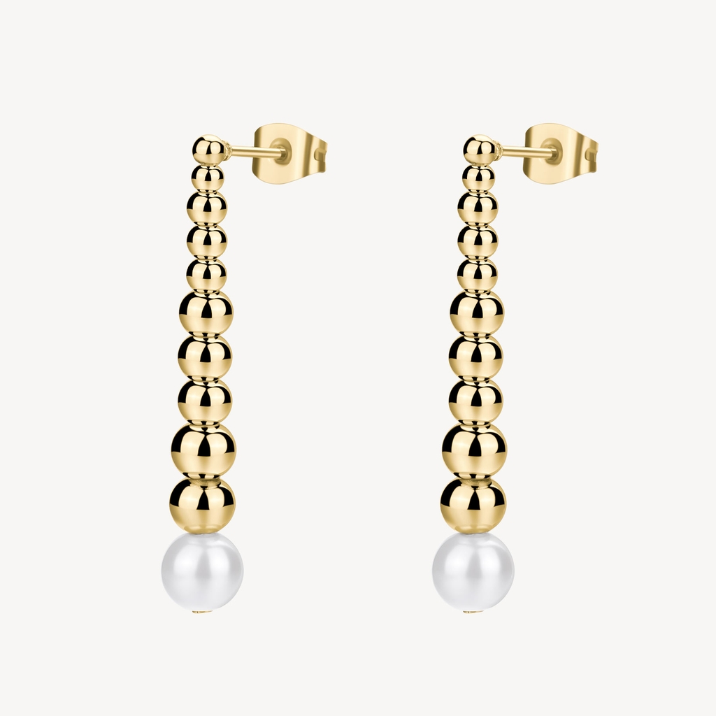 Boucles d'oreilles pendantes acier inoxydable finition doré, perles - BPC27 - Brosway Italia