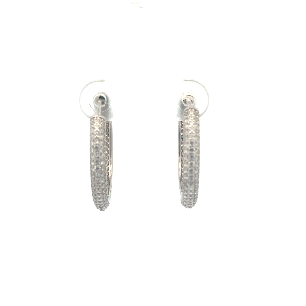 Anneaux argent, zircons incolores, 22 millimètres