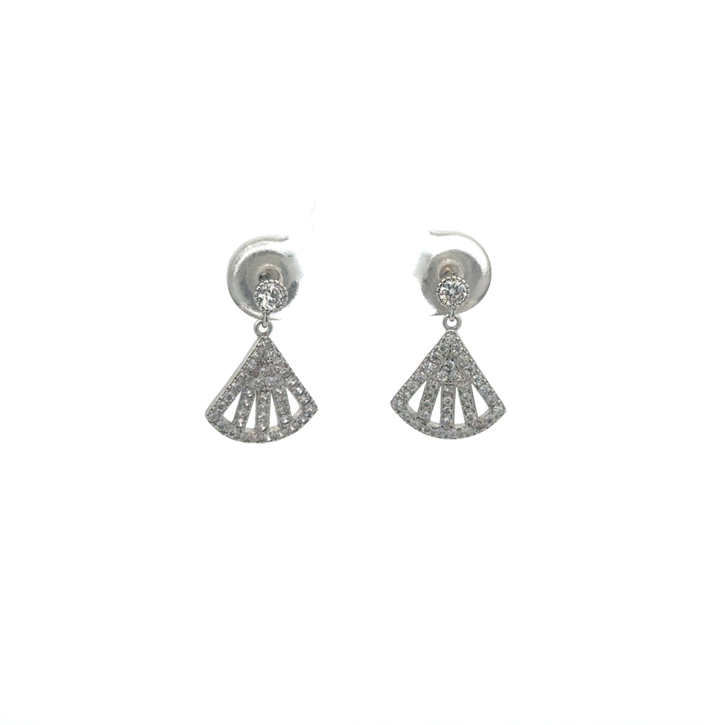 Boucles d'oreilles pendantes argent, zircons incolores