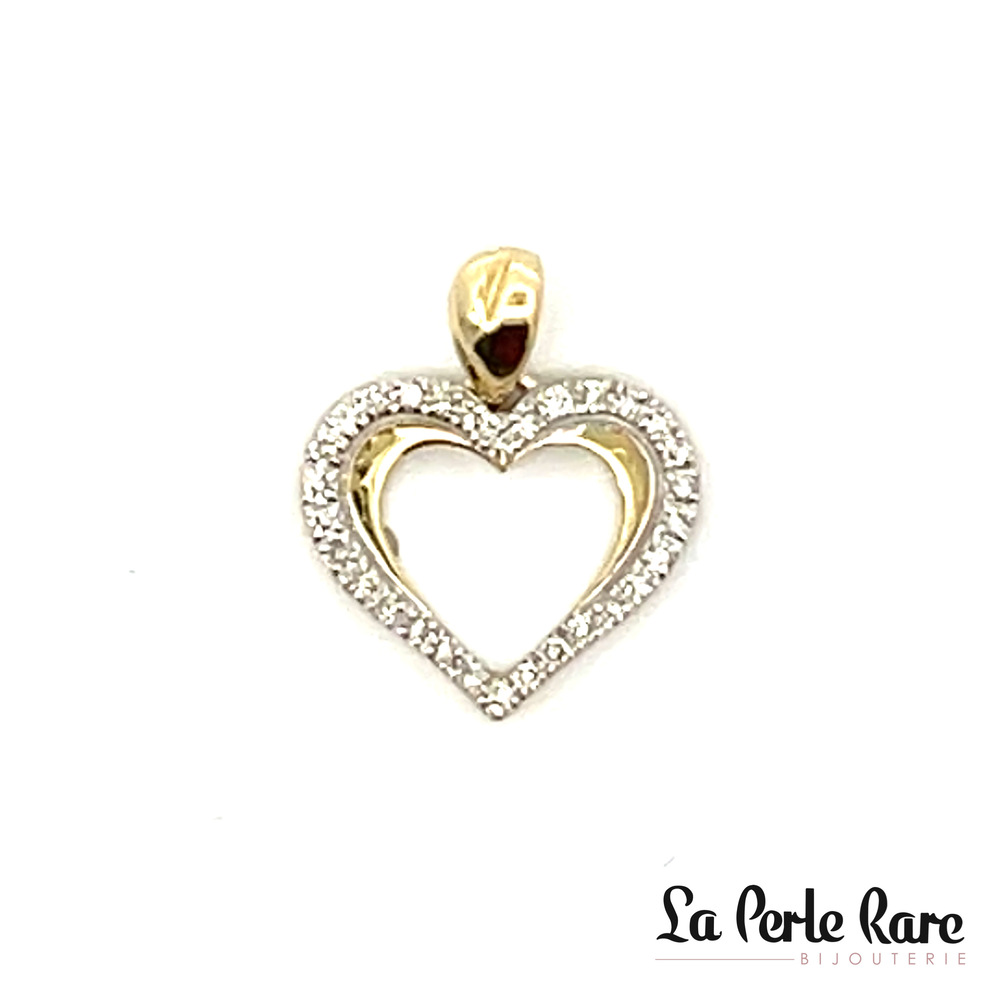 Pendentif coeur, or jaune, 12 pts dia tot - SKP35399-12J - Exclusivités