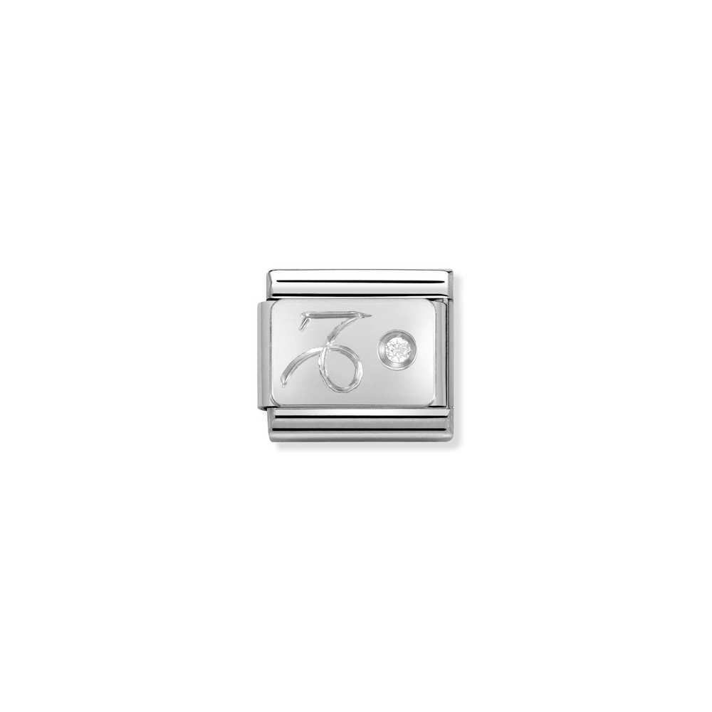 Maille classique zodiaque Capricorne, acier inoxydable, argent, zircon incolore - 33030210 - NOMINATION