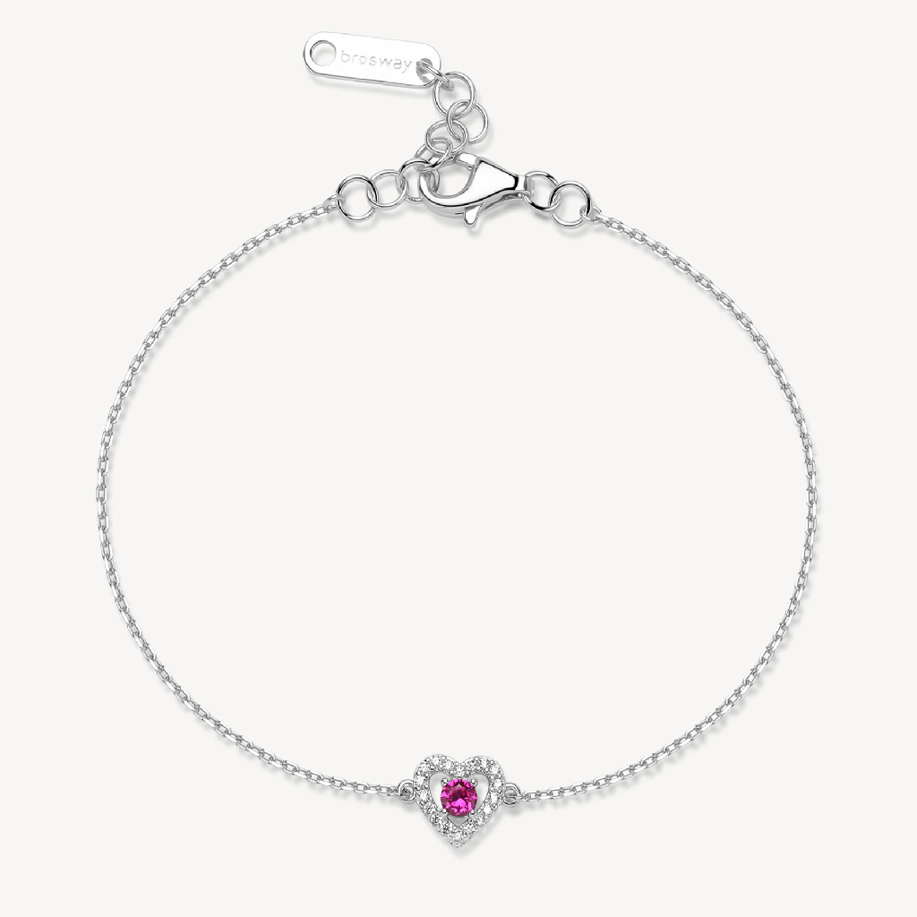 Bracelet cœur argent sterling rhodié et cristaux