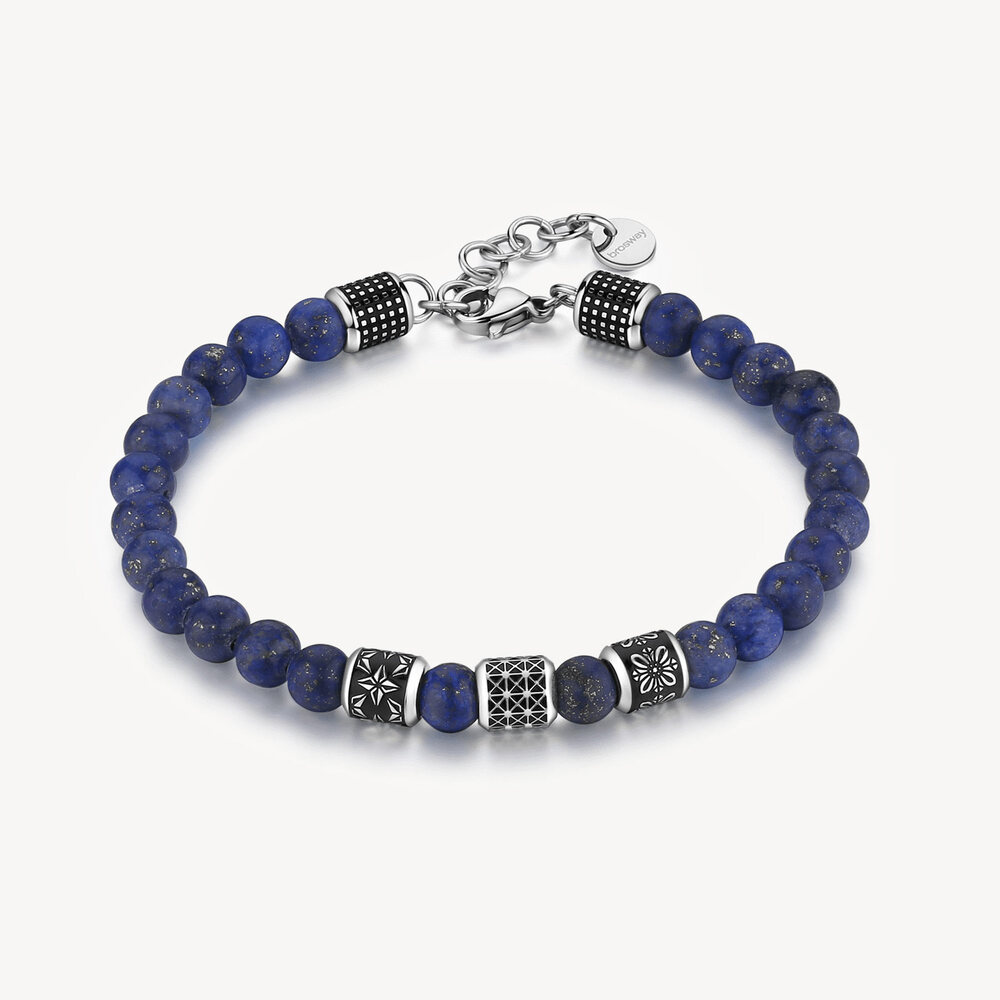 Bracelet bullet, acier 2 tons (noir/blanc), lapis lazuli - BUL27 - Brosway Italia