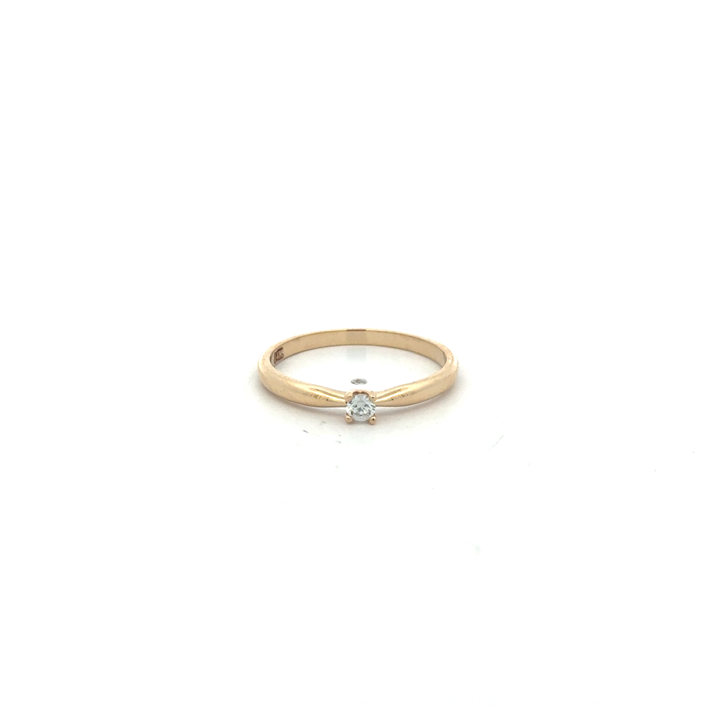 Bague solitaire, or jaune 14 carats, diamant de 7 points, SI/GH