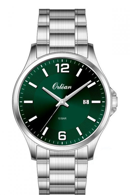 Montre acier inoxydable, fond vert - ME3664 - Orlean