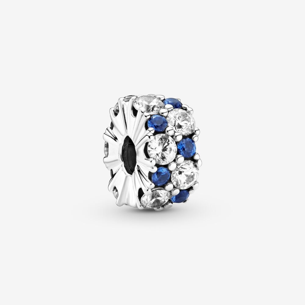 Clip scintillant, argent, cristaux bleus, zircons - 799171C01 - Pandora