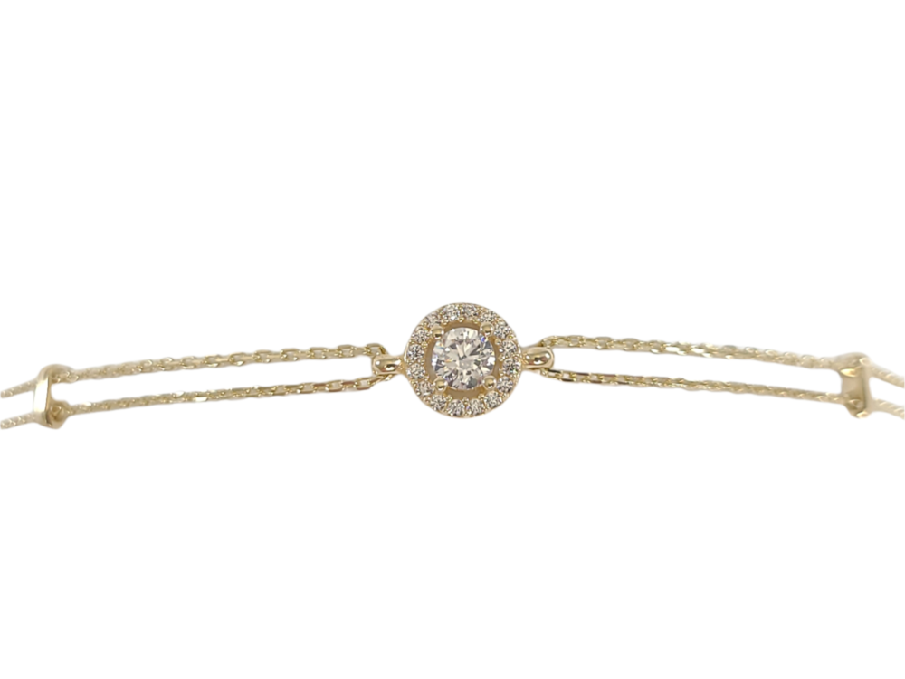 Bracelet or jaune 10 carats, zircons incolores - BDSZ01-4980-J - Exclusivités