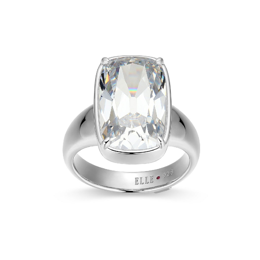 Bague Serenelle, argent rhodié, zircon incolore