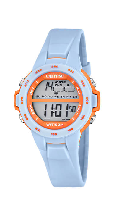 Montre silicone bleu pâle et orange - K5850-2 - Calypso Watches