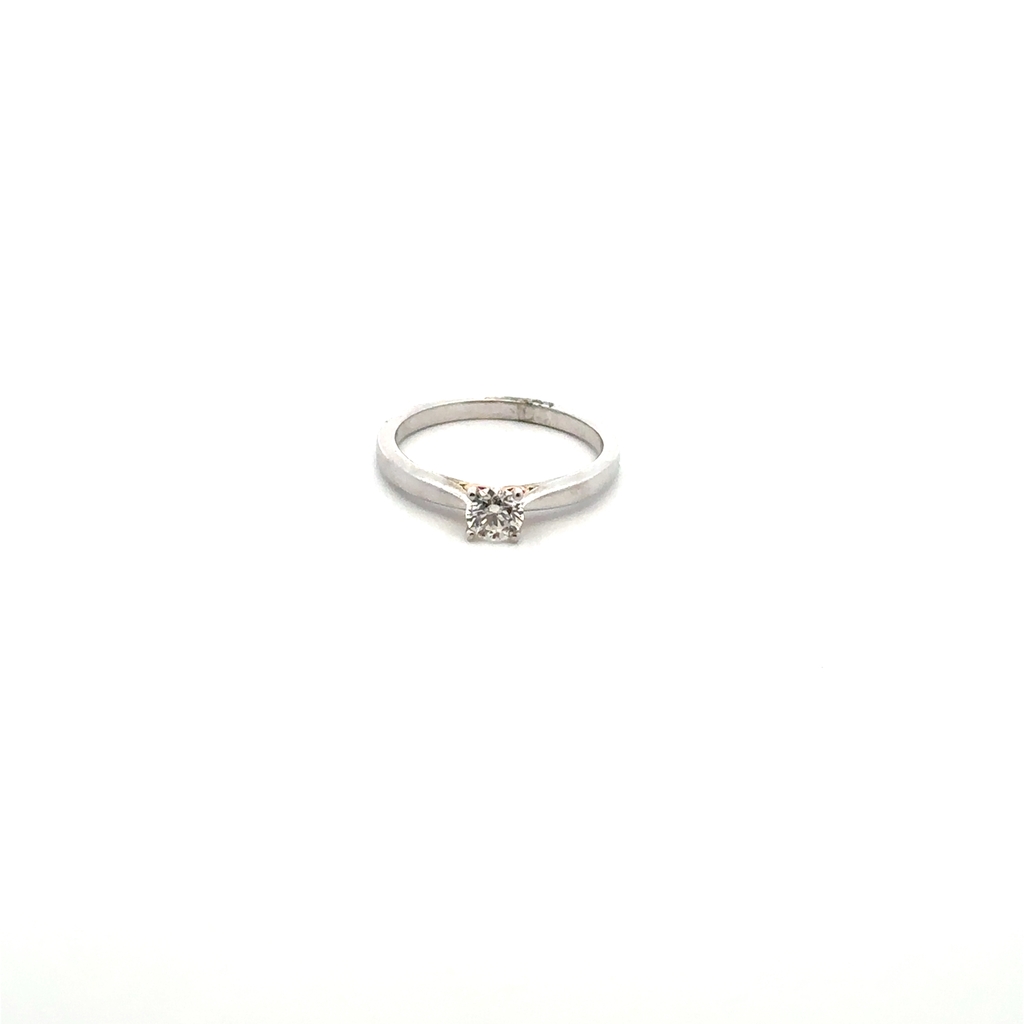 Bague solitaire or 2 tons (blanc et rose) 14 carats, diamant de 38 points, certificat - 10078WR-38-18 - Corona