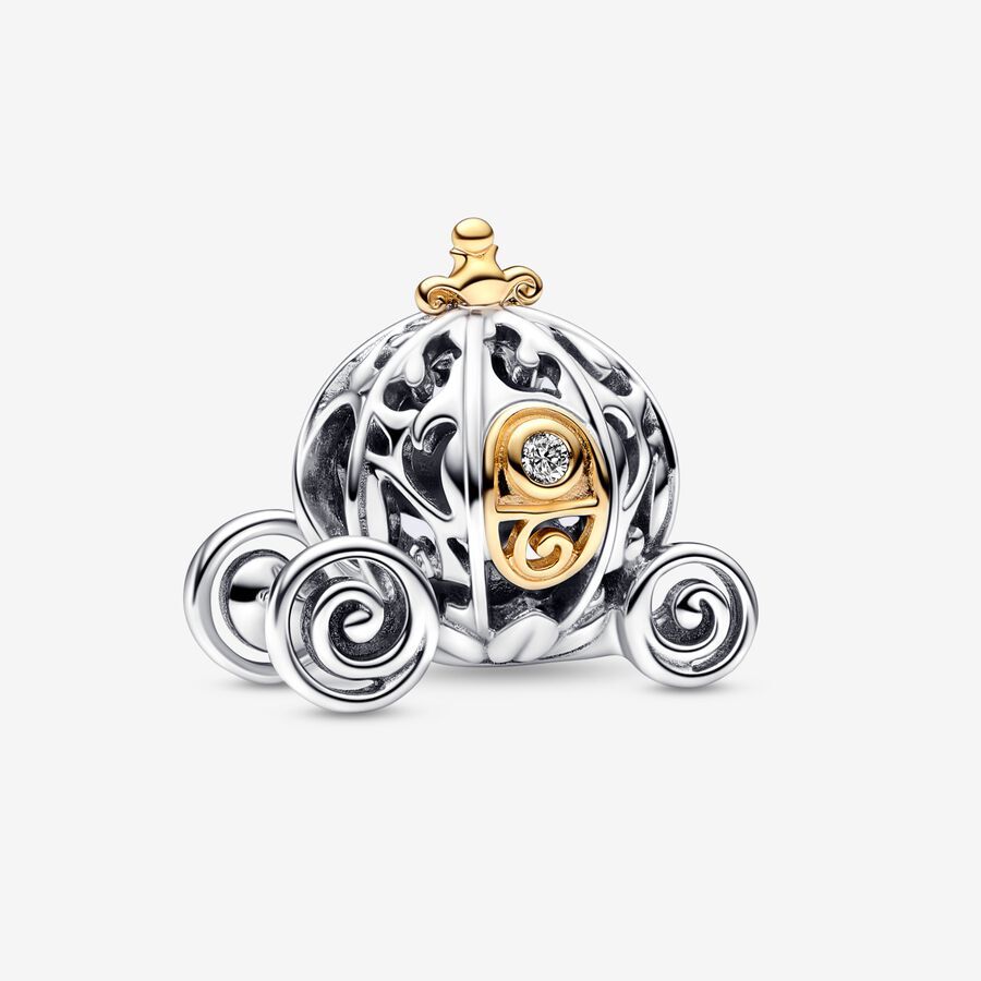 Bille 100e anniversaire de Disney, carrosse Cendrillon, argent, or 14 carats, diamant de laboratoire - 792553C01 - Pandora