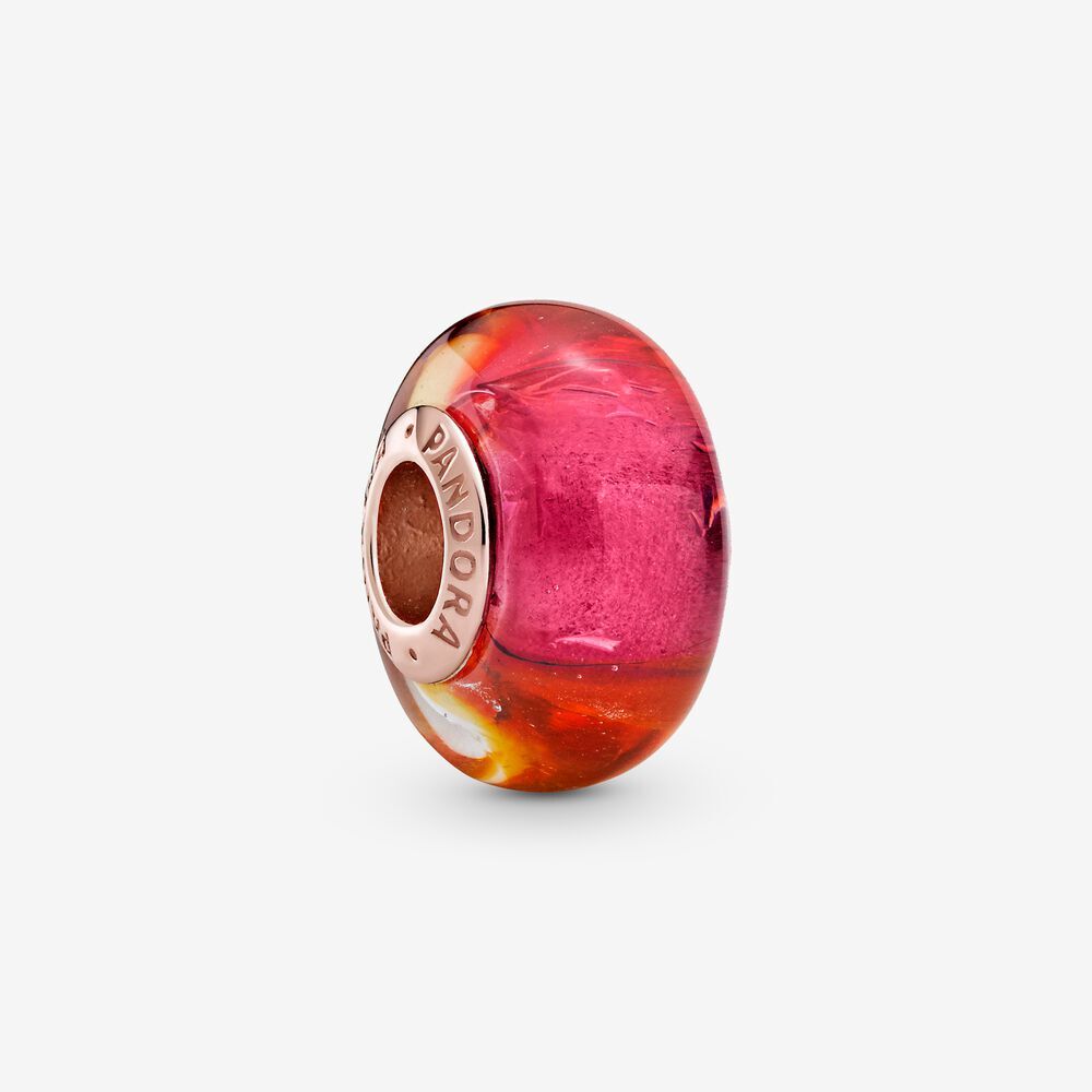 Bille coucher de soleil scintillant verre murano pandora rose