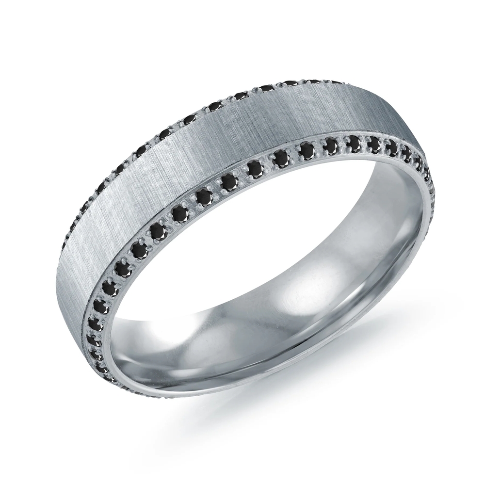 Jonc acier inoxydable, zircons noirs, 6 millimètres - SMR79-9 - Italgem Steel