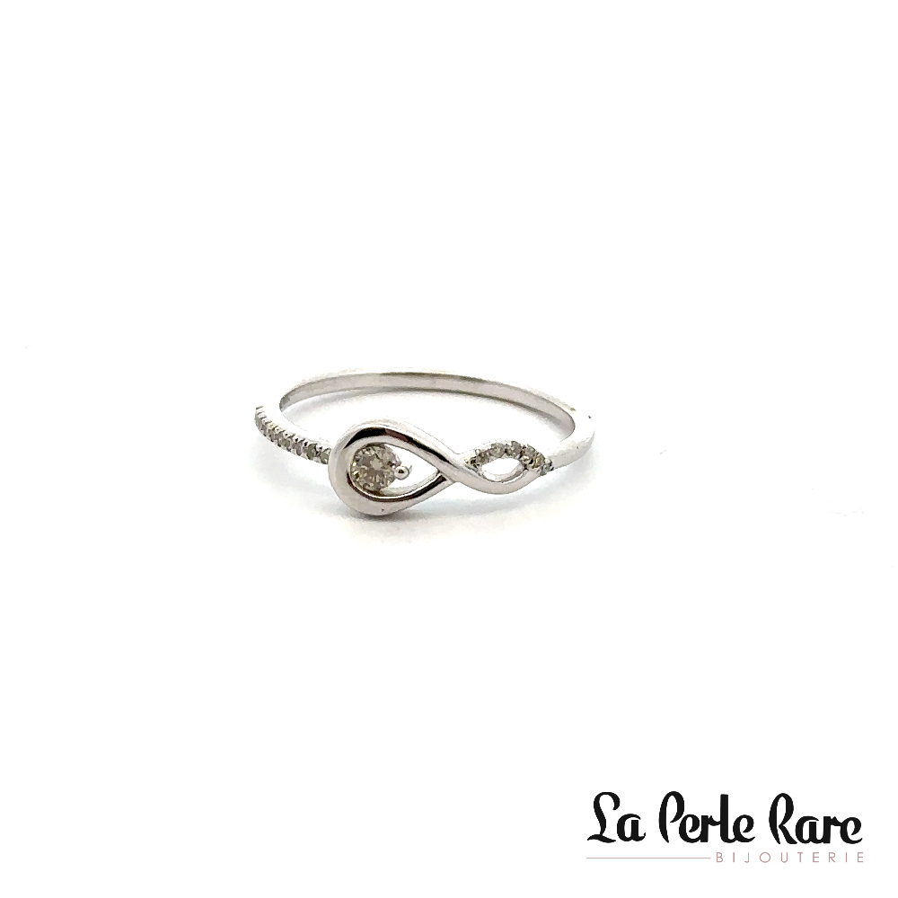 Bague infini, or blanc 10 carats, 12 points de diamants total - SKR42969-12NJ - Sk Diamonds