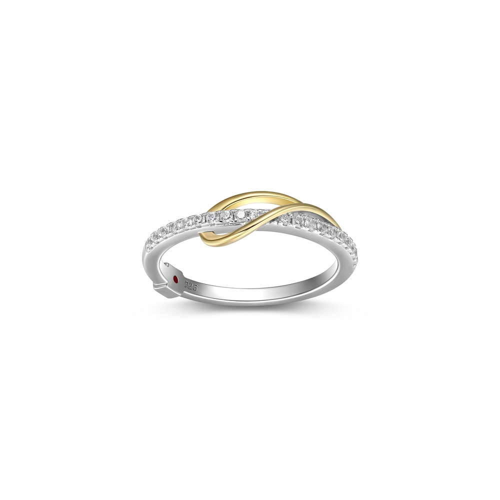 Bague argent 2 tons (blanc/jaune), zircons - R4LAFD00A8 - Elle