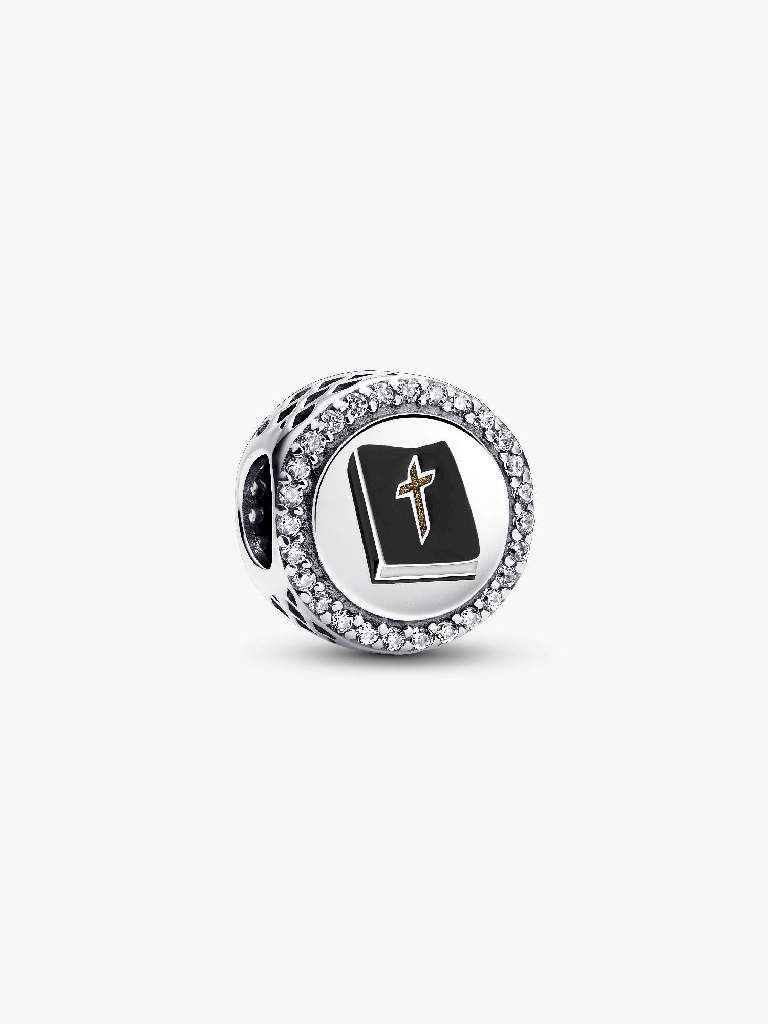 Bille Bible, Le pouvoir de la prière, argent, zircons incolores, émail noir