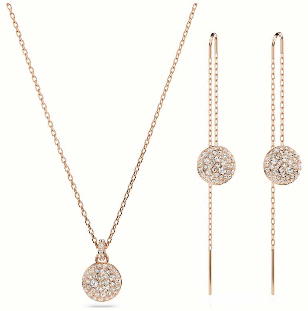 Ens collier/bo chaînettes, métal rosé, cristaux - 5683451 - Swarovski