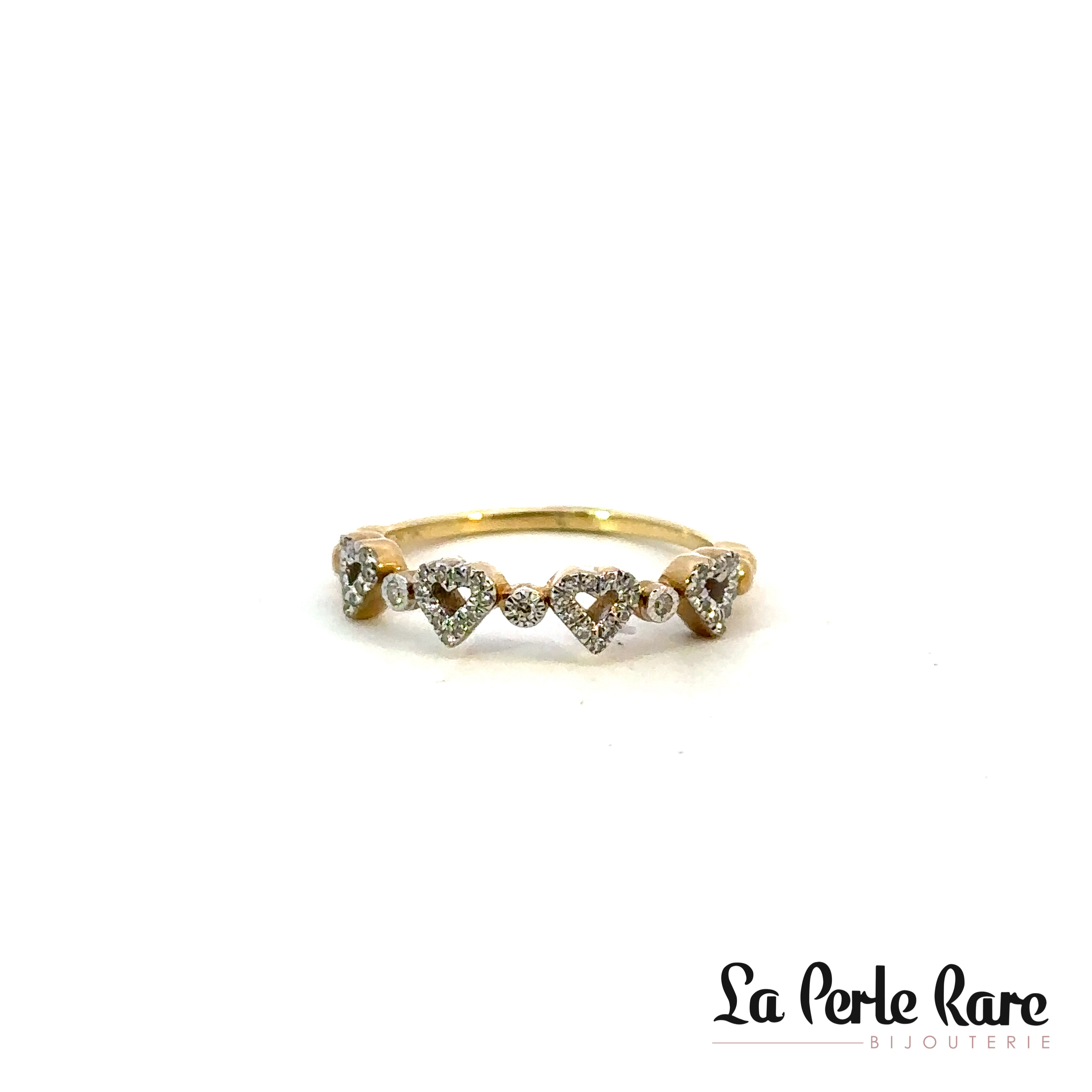 Bague coeurs en or jaune avec 10 points de diamants total - SKR29464-10Y - Sk Diamonds