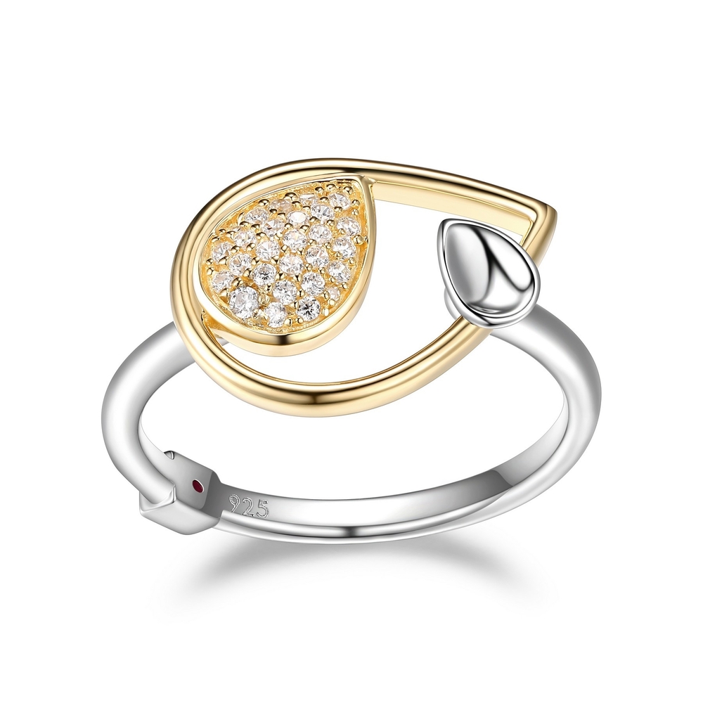 Bague 2 tons ''moon shadow'' avec forme de poire Bague 2 tons ''moon shadow'' avec forme de poire