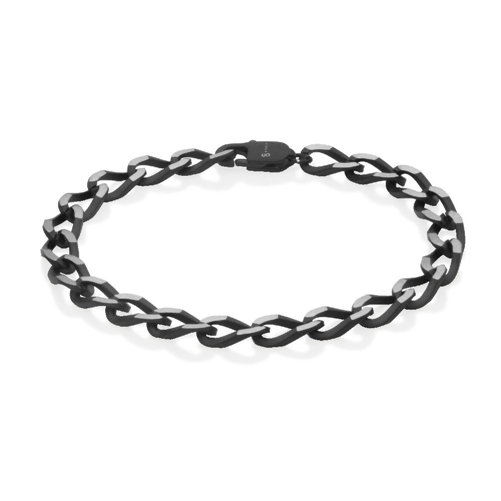 Bracelet gourmette, acier inoxydable 2 tons (noir/blanc), 6.8 millimètres - T1XH370485 - Steelx