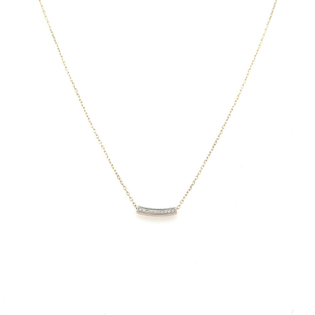 Collier or jaune 14 carats, 3 points de diamant total, SI/FG