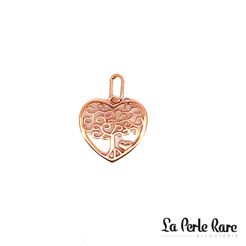 Pendentif coeur et arbre de vie, or rose 10 carats - PALF-78-R - Exclusivités