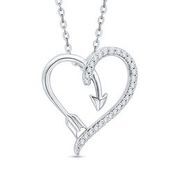 Pendentif coeur, or blanc, 12 points diamants total - SHP6064-D - Exclusivités