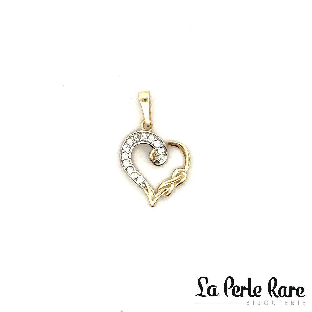 Pendentif coeur et symbole de l'infini, or jaune 10 carats, zircons incolores - PALF-671-J - Exclusivités