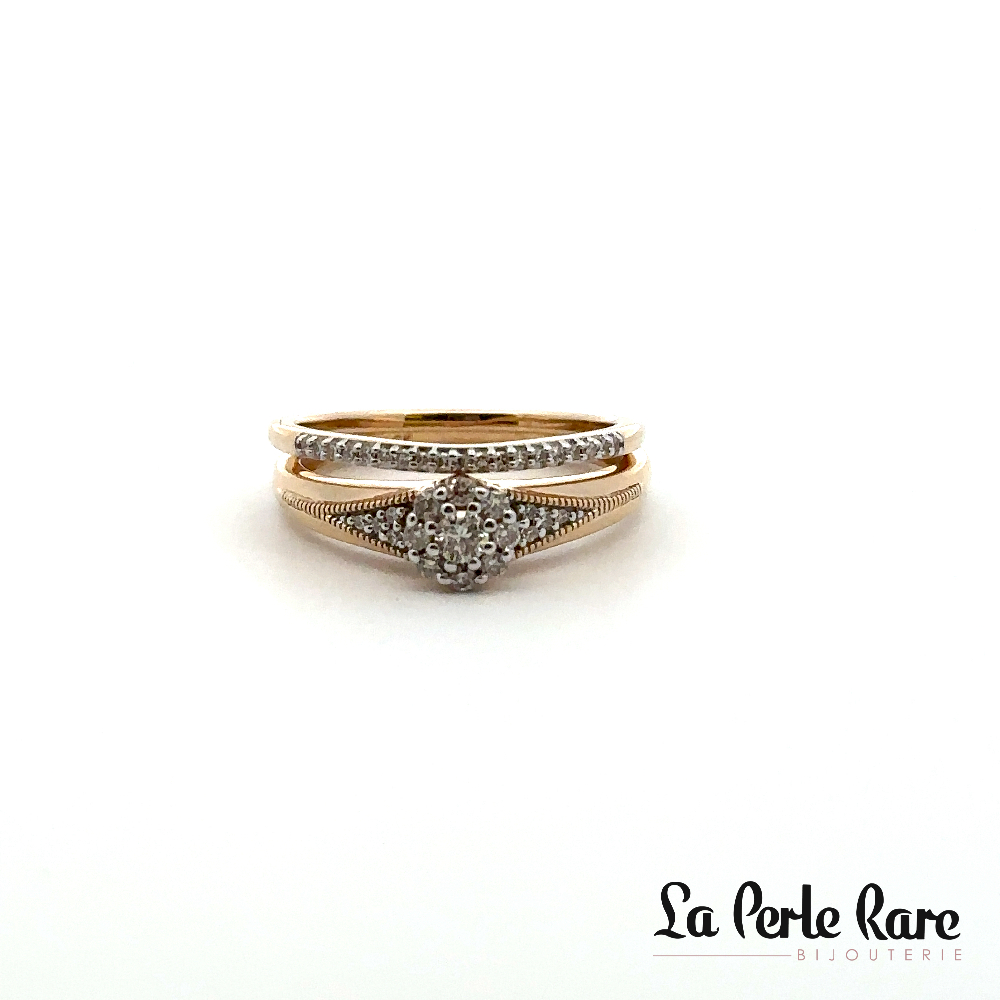 Ensemble d'alliances or jaune 10 carats, 25 points de diamants total - SKR43154-25 - Sk Diamonds