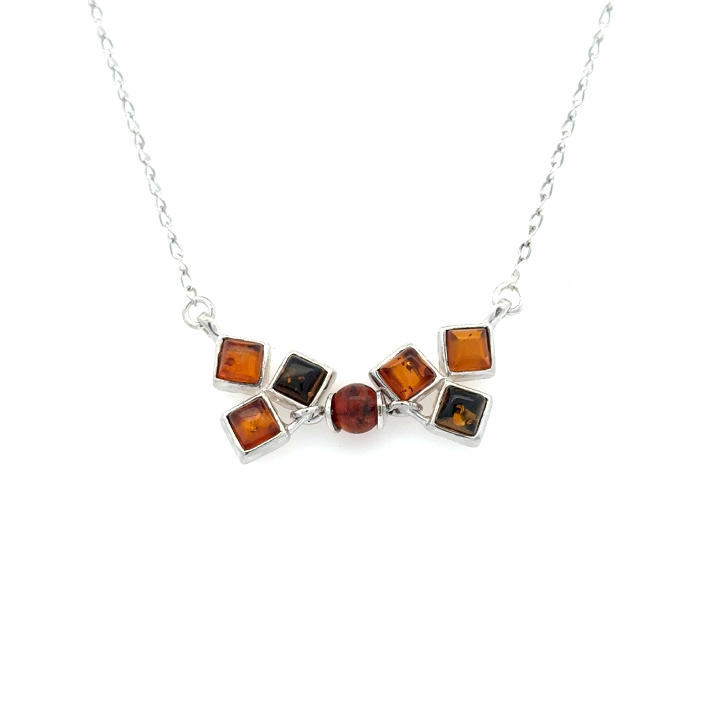 Collier argent, ambre
