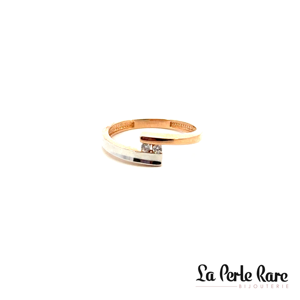 Bague or 2 tons (rose/blanc) 10 carats, zircons incolores - RDD0122212TR - Exclusivités