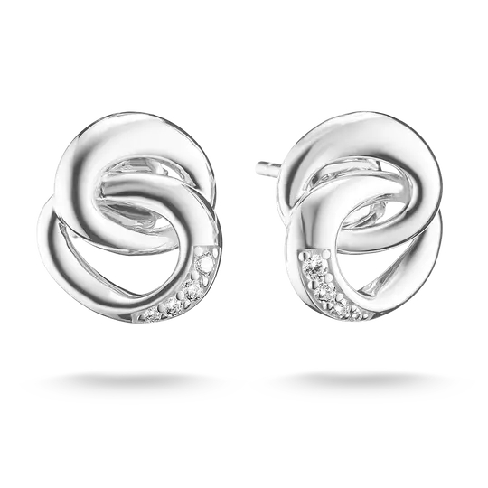 Boucles d'oreilles fixes argent, zircons incolores