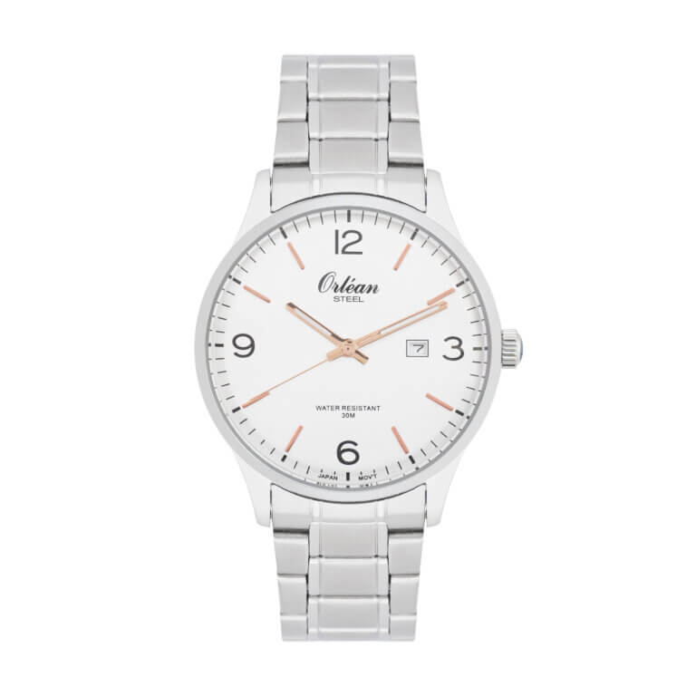 Montre acier inoxydable, fond blanc - ME3427 - Orlean