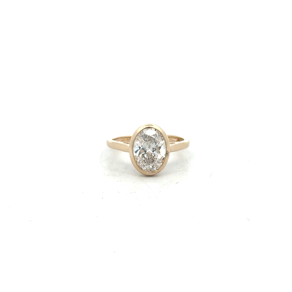Bague solitaire en or jaune 14 carats avec 200 points de diamants de laboratoire au total, certificat