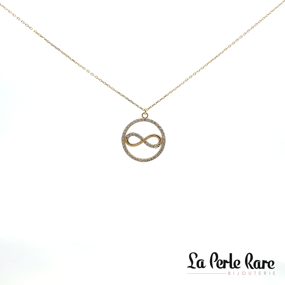 Collier symbole de l'infini, or jaune, zircons - PDG-2646-J - Exclusivités